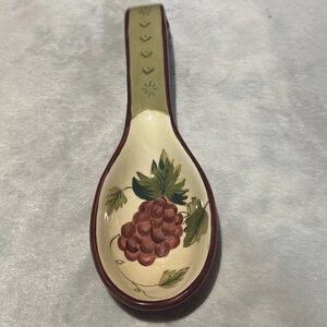 Waverly Garden Room Fruit Grapes  Spoon Rest Olive Green/Red/Yellow 8.5x3x1”Deep